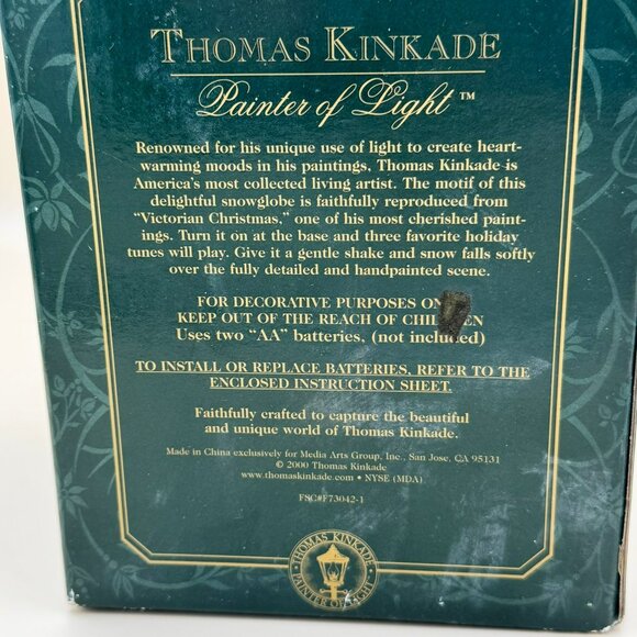 Thomas Kinkade 2000 Victorian Christmas Snowglobe W/ Certificate Of Authenticity - Picture 6 of 11